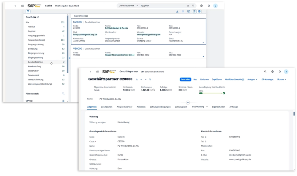 SAP webclient Horizon unternehmenssuche | ANG