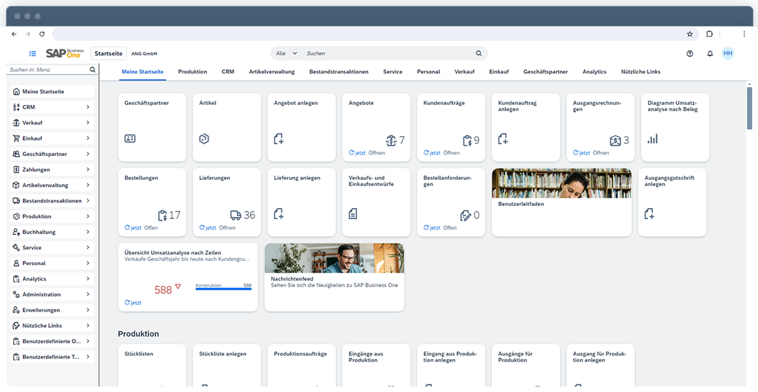 DE SAP Business One Webclient Dashboard 1 | ANG