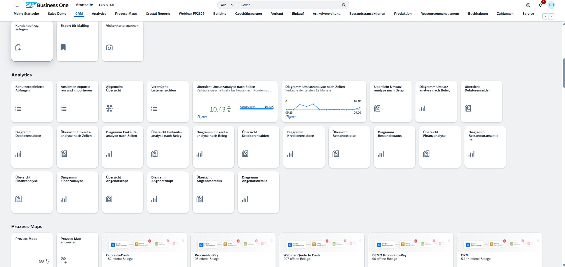 Analytics im SAP Business One Webclient