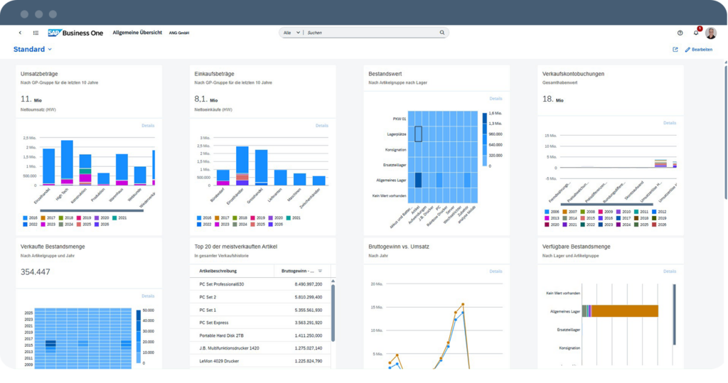 SAP Webclient Allgemeine Uebersicht in SAP Business One | ANG