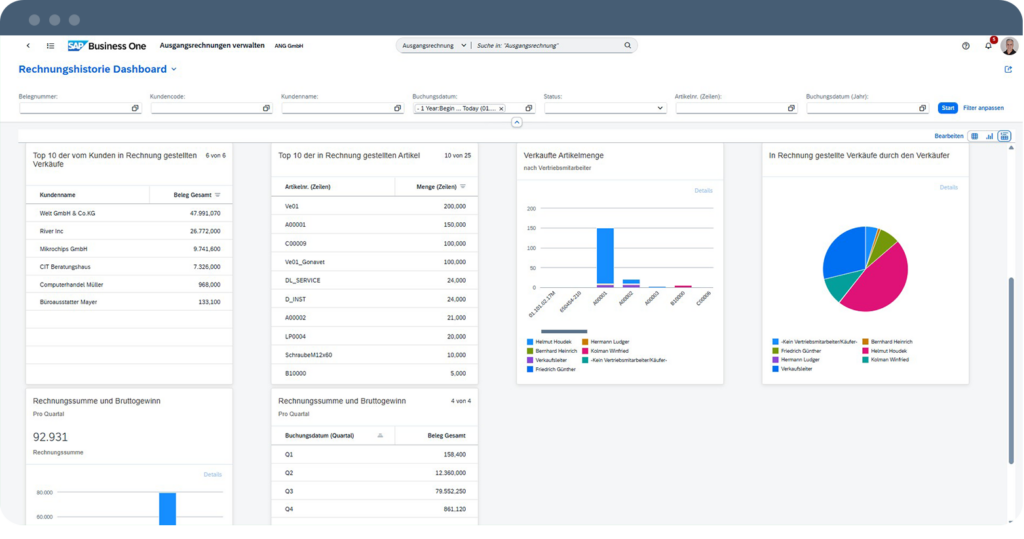 SAP Webclient Rechnungshistorie2 in SAP Business One | ANG